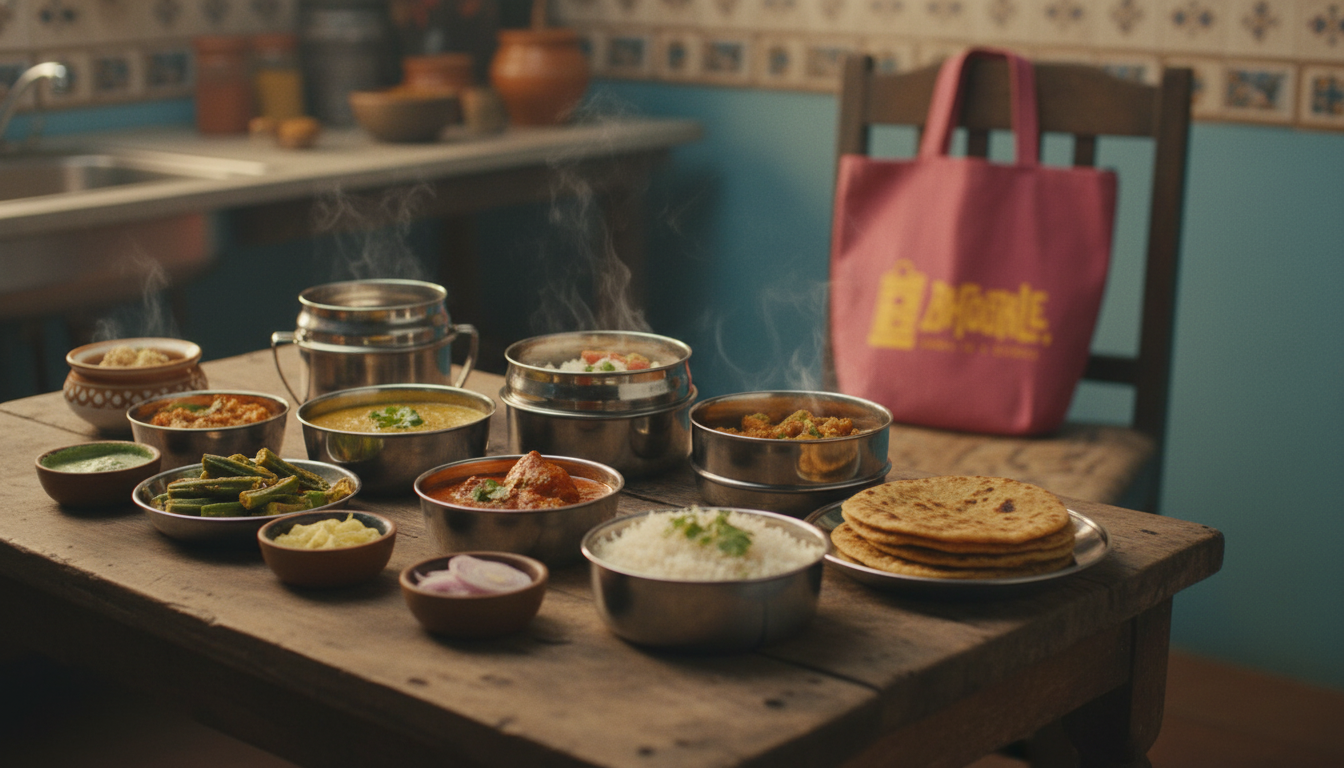 Variety of authentic home-cooked Indian dishes with Bhookle bag